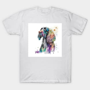 American Water Spaniel Dog In Watercolor & Pen T-Shirt